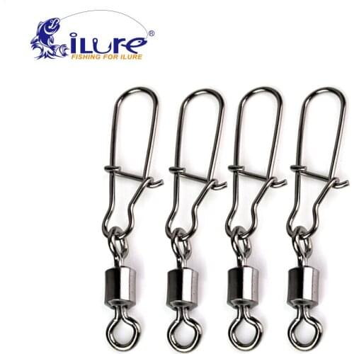ILure 100pcs/lot Stainless Rolling Fishing Swivel Snap MS+ZQ Hooks Lure Connector Sea Rock Fishing Accessories