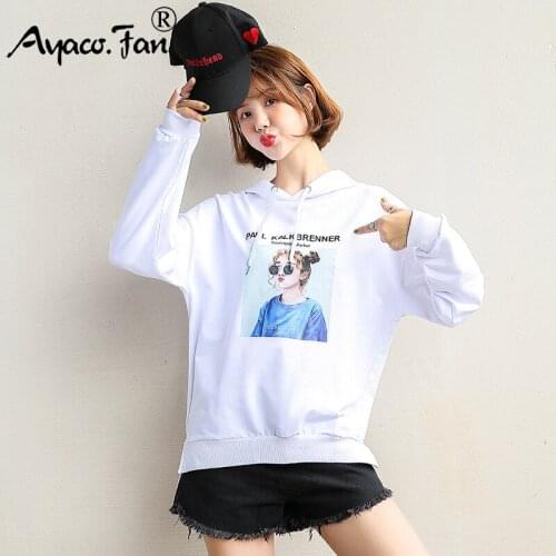 Cool Girl Print Hoodies for Girls Women 2019 Autumn New Thin Full Sleeve Hooded Hoodies Pullovers Loose Lady Sweatshirts Tops