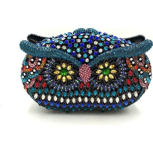 Animal bird special design clutch women evening party bag diamonds owl shape crystal purses bridal wedding party crystal clutch