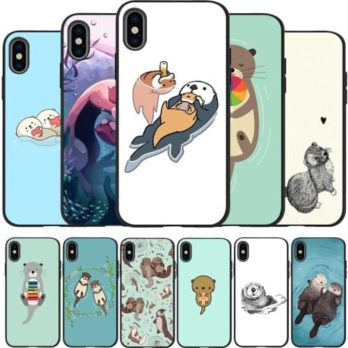 Cute cartoon otter black Silicone Phone Case For iPhone 12 XR XS Max 5 5S SE 2020 6 6S 7 8 PLUS X 11Pro Max 11 Cover