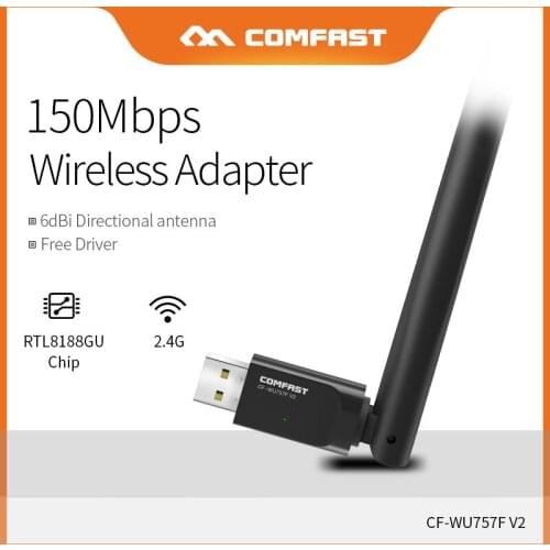 Confast Mini Wifi Adapter 150Mbps Free Driver USB Wifi Wireless PC Network Card With 6dBi Antenna For Windows CF-WU757F-V2