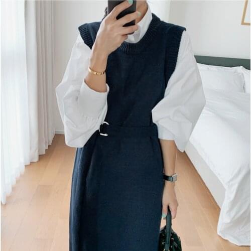 New Spring Autumn 2 Piece Suit Sleeveless Vintage Women Dress Female Girls Sundress Suits Robe Femme Vestido Sell Separately