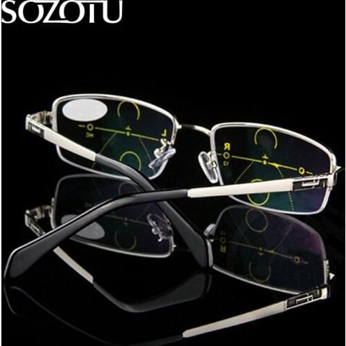 Pure Titanium Multi-focal Progressive Reading Glasses Men Women Presbyopic Eyeglasses Male +1.0+1.5+2.0+2.5+3.0+3.5+4.0 YQ146