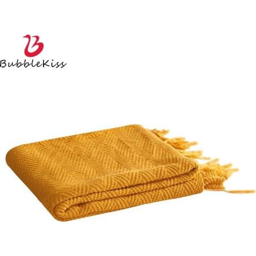 Bubble Kiss Thread Blanket Solid Color Blankets For Beds Cover Cotton Tassel Blankets Home Office Air Conditioning Throw Blanket