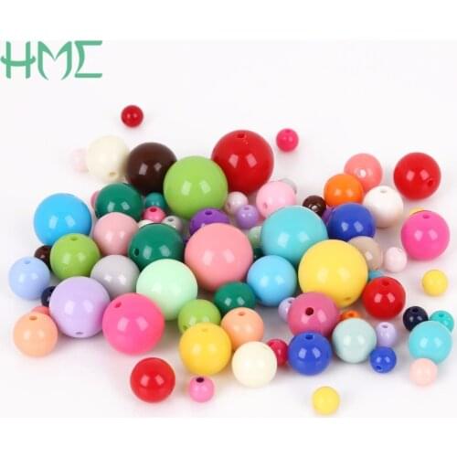 Wholesale Multi-size Acrylic Beads 6/8/10/12/14/16 mm DIY Beads Shiny Plastic Acrylic Loose Spacer for DIY Bracelet Necklace
