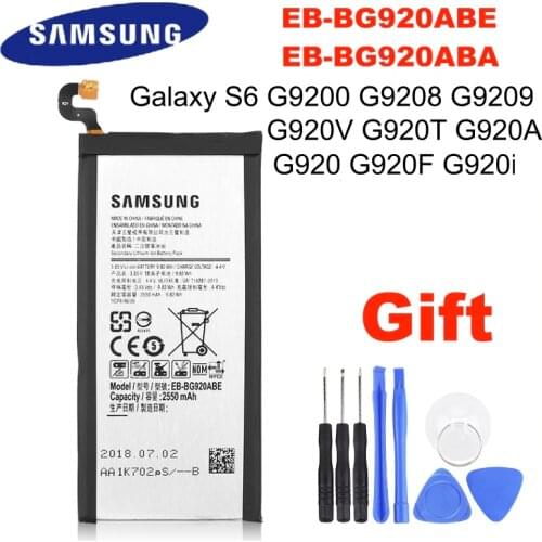 SAMSUNG Orginal EB-BG920ABE EB-BG920ABA 2550mAh battery For SAMSUNG Galaxy S6 G9200 G9208 G9209 G920F G920 G920V/T/F/A/I +Tools