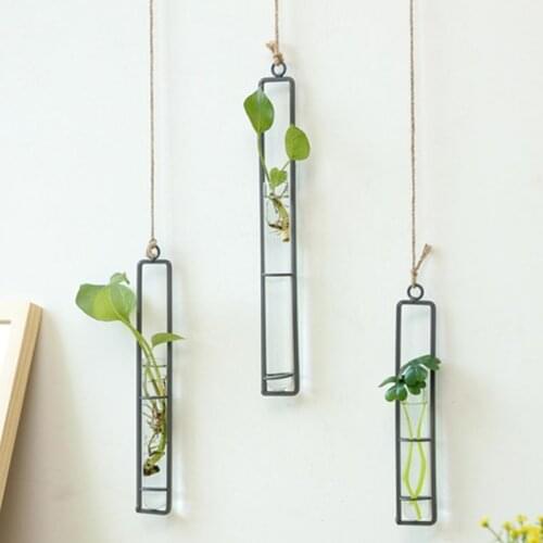 Clear Glass Test Tube Hanging Glass Planter Bud Flower Vase Terrarium Container for Home Decoration Green Plants Wedding