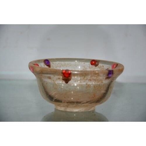 Rare Old Qing Dynasty crystal&gem bowl, best collection adornment, free shipping