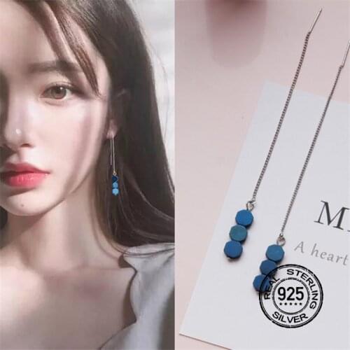 S925 Silver Needle Earrings For Women Dangle PendantLine Chain Line Fashion Temperament Geometric Romantic Design Jewelry INEFFA