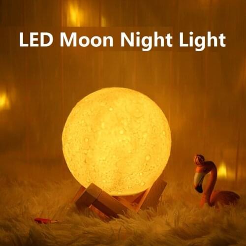 12CM LED Moon Lamp 3D Print Decorative Luminaires With Stand USB Rechargeable Bedroom Bedside Best for Gift Night Lights