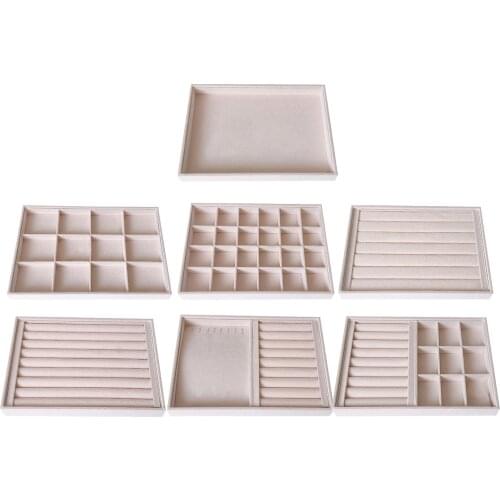 Velvet Jewelry Display Storage Tray, Bracelet Ring Showcase Holder Organizer, 35x24cm, Removable