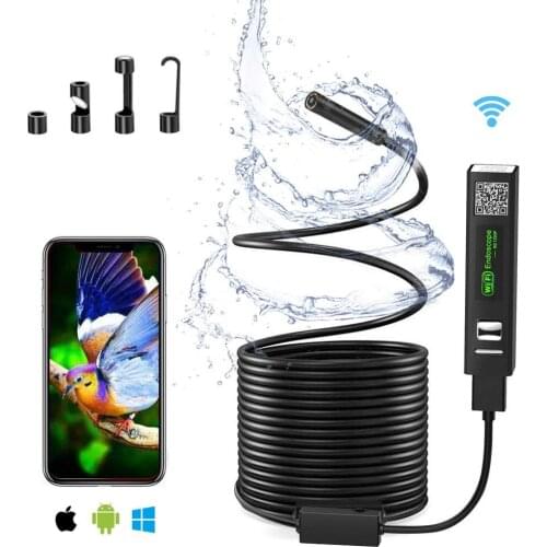WIFI Endoscope Camera HD 1200P 1-10M Mini Wireless 8mm Borescope 8 LED Camera for Android PC IOS Endoscope