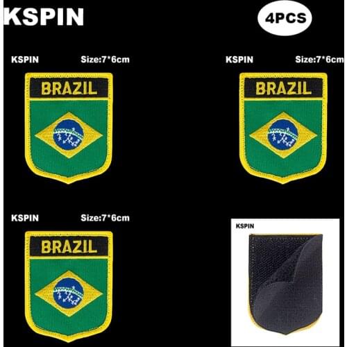 National Flag Patch Hook Loop Brazil Badges Armband 3D Stick on Jacket Backpack Stickers