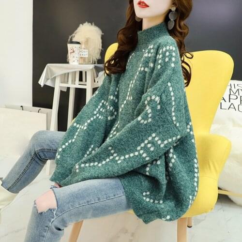 Fashion Striped Loose Turtleneck Sweater Female Long Sleeve Large Size Stitching Lazy Sweater Pullover Women Autumn Winter