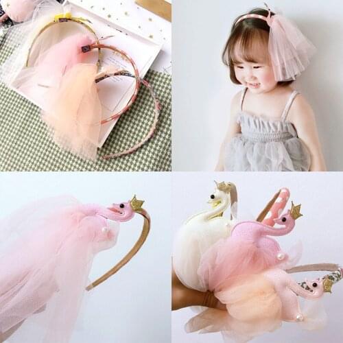 15pcs Fashion Cute Glitter Crown Swan Hairbands Gauze Floral Animal Hair Sticks Princess Headwear Girls Hair Accessories