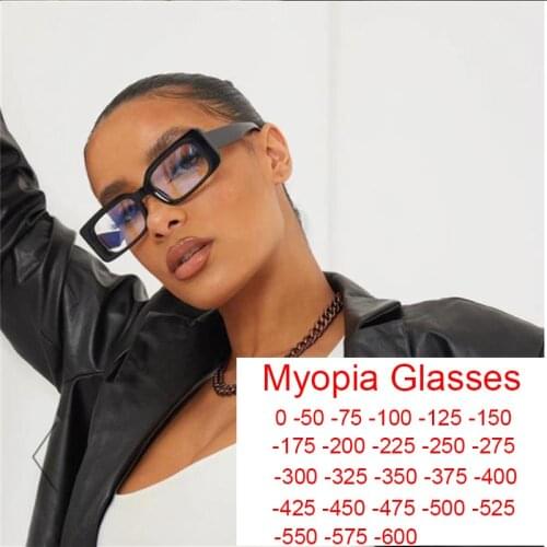 2021 Trend Small Rectangle Glasses For Women Men Corrective Eyewear Diopter Zero Points To -6.0 Anti Blue Light Myopia Glasses