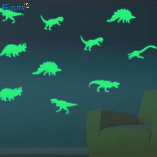 9pcs Luminous Home Decor Decal Baby Kids Room Fluorescent Stickers Dinosaur Glow In The Dark Wall Stickers