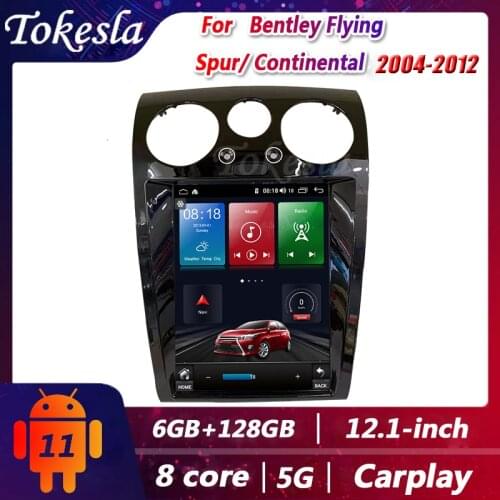Tokesla Car Radio For Bentley Flying Spur Continental 12.1" Android 11 Stereo receiver Central Multimedia Player Gps 2004-2012