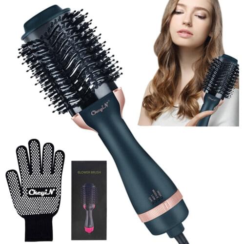 CkeyiN 1000W One Step Hair Dryer Volumizer Ceramic Straightener Brush Curler Electric Negative Ion Hot Air Comb Blower 3 Gears