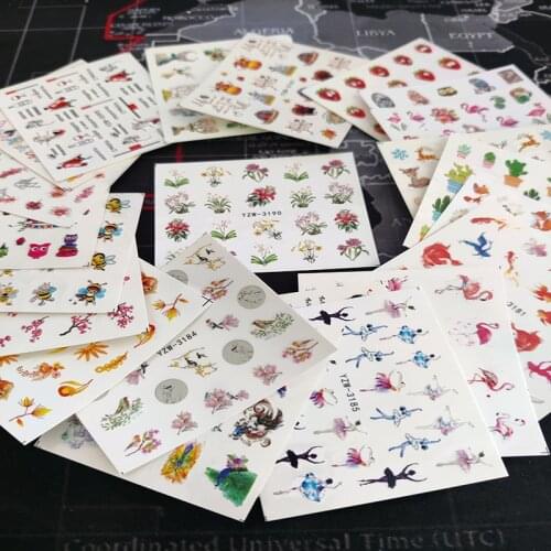 Bird Dance Fish Bee Nail stickers art decorations slider adhesive Water Transfer decals manicure lacquer accessoires polish foil