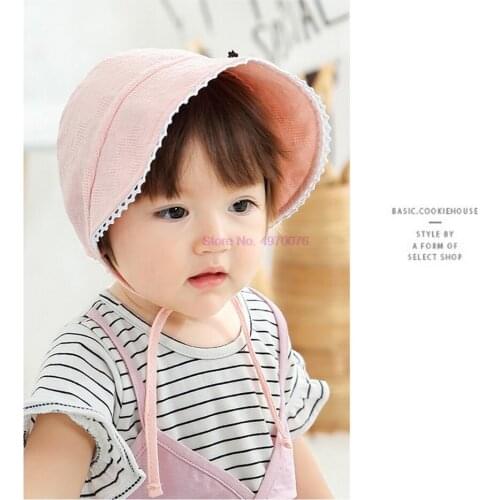 DHL 100pcs Baby Girls Sun Hat Cap Lace Beanie Cotton Kids Flower Cap