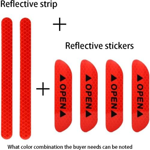 Fluorescent car reflective tape warning stickers are suitable for all cars, mirror reflective strips + door reflective stickers