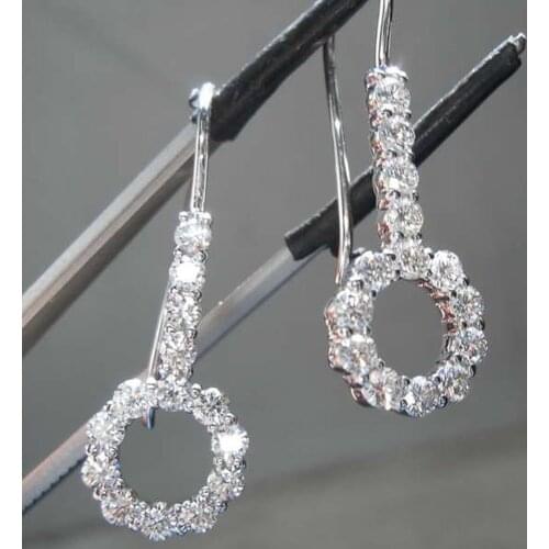 Huitan Simple Stylish Women Drop Earrings Full Cubic Zirconia Delicate Bridal Wedding Earrings Anniversary Gift Fashion Jewelry