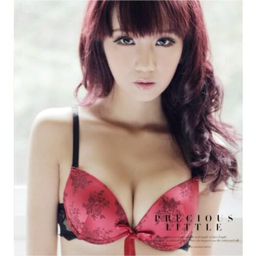 Printed lace bra sets sexy underwear summer thin section bra gather ABC cup free shipping