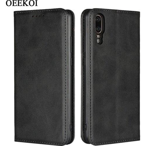 OEEKOI Calf Stripe Magnetic Snap Wallet Leather Case for Huawei Mate 20 Pro/Maimang 7/P20/Maimang 6/Enjoy 7S/P20 Lite/P20 Pro