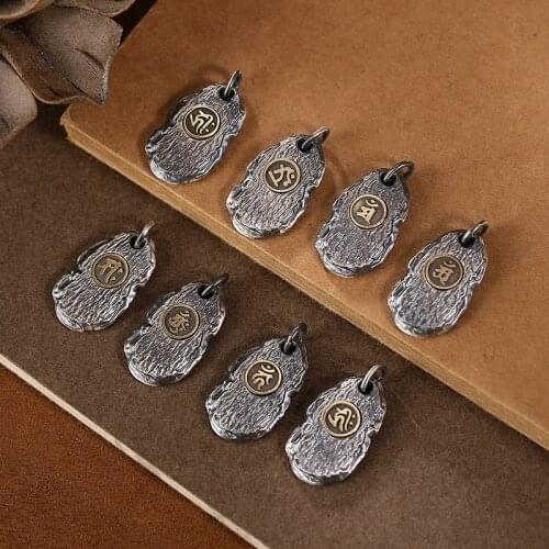 S999 pure silver pendant retro style personality eight patron saints Buddha womens sterling silver pendant