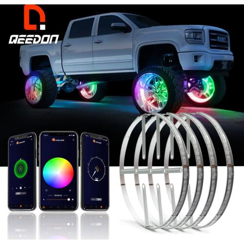 Easy Install IP67 Waterproof Led Car Wheel Color Changing Light Rgb Wheel Led Lights for Car Rims with App Control
