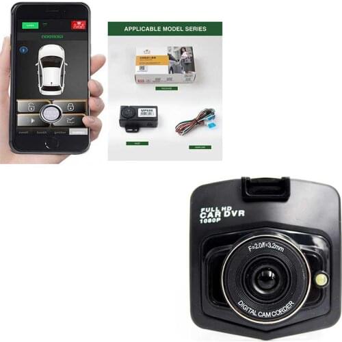Mini Car DVR Camera Dashcam Loop Recording Dash Cam+Smartphone Central Locking Keyless Entry Car Alarm System Passive Trunk