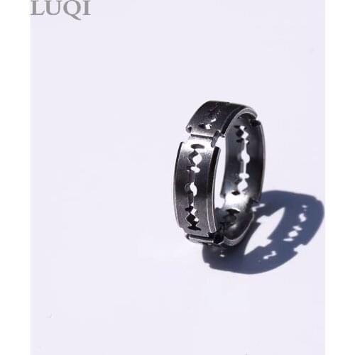 Fashion Men And Women S925 Retro Thai Silver Old Razor Blade Hollow Personality Open Rings TJ-55