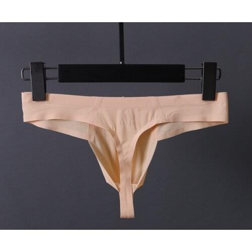 Fashion Sexy Men Underwear Underpants Ice silk Briefs Soft Comfortable Seamless Nude Skin Tight Thong Shorts Gay Male Panties