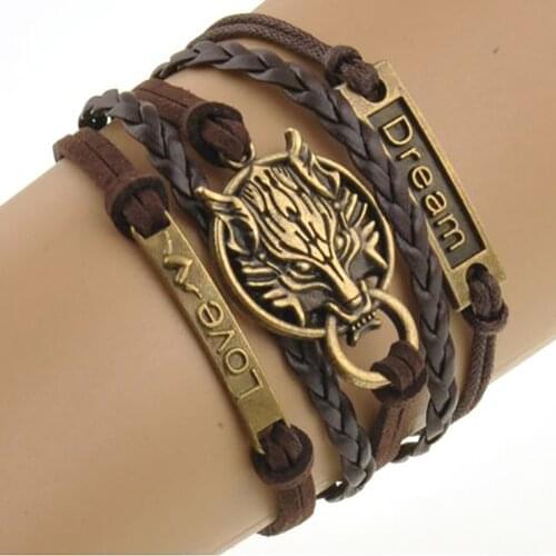 Fashion Braided Rope bangle Multilayer Leather Womens Letter Retro Bracelet Gift punk bracelets wrist bracelet pulseiras armband