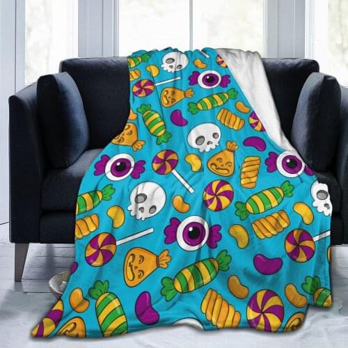 Soft Warm Flannel Blanket Halloween Element Travel Portable Winter Throw Thin Bed Sofa Blanket