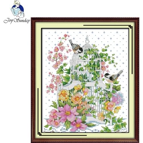 Joy Sunday Bird on the cage Pattern Counted or Stamped 11CT 14CT Cross Stitch Kits For Embroidery Needlework Needlepoint Set