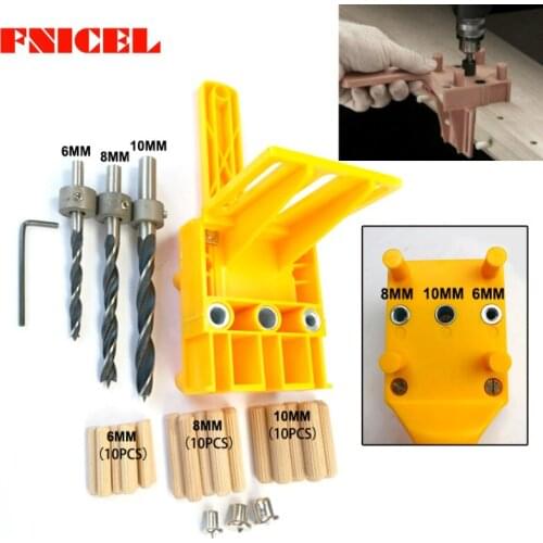 41pcs/set Drill Guide Kit Dowel Bit Set Jig 6mm 8mm 10mm E,L,T Joints Alignment Pins Doweling Jig Hole Saw Tools