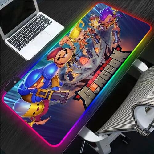 The Latest RGB Gungeon Game Lovers Player Keyboard Pad Rubber LED Desktop Large Mouse Pad Gaming Accessories USB Mousepad XXL
