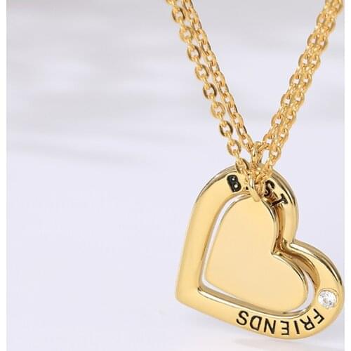 2021 New Simple Lovers Letters Stainless Steel Necklace Men Women Crystal Charm Pendant Heart Necklaces Fashion Jewelry Mujer