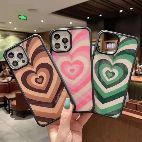 New Korean Gradient Love Heart Phone Case For iPhone 12 11 Pro Max X XR XS 7 8 Plus SE 2020 Soft Silicon Shockproof Color Cover