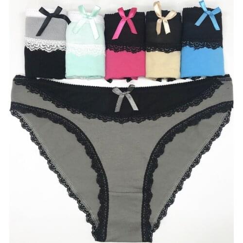 New Brand Lot 12 pcs Woman Patchwork Underwear Cotton Low Waist Sexy Lace Briefs Ladies Intimates Plus Size Panties for Women