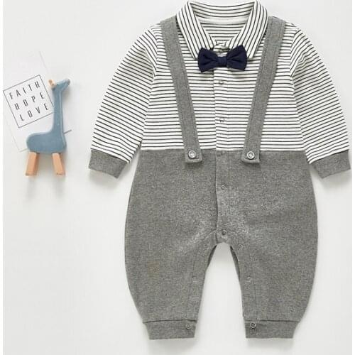 Infant Boy Spring Autumn Rompers Long Sleeve Toddler Baby Boys Clothes 0-3 Years Toddler 2021 Gentleman Party Birthday Clothing