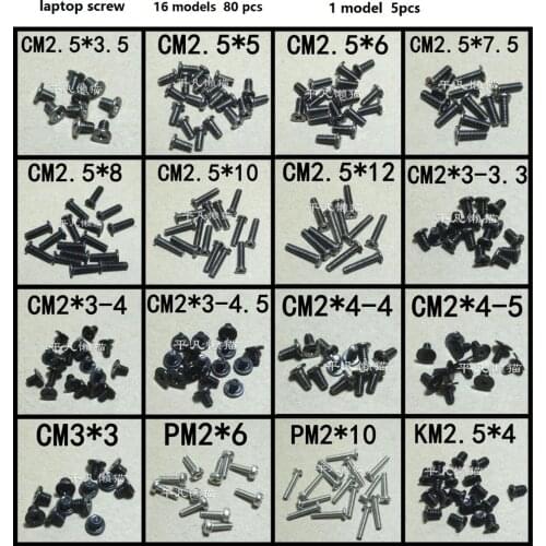 Wholesale Free Shipping New laptop screw 16 models 80 pcs for Lenovo /asus/acer/Toshiba/Dell/ HP/ SONY