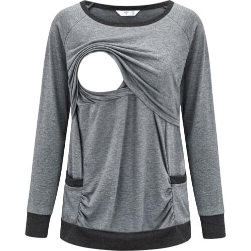 2021 Autumn Casual Breastfeeding Clothing Clothes For Nursing Mothers Feeding t-Shirt Long Sleeve Maternity Clothes Loose Tops