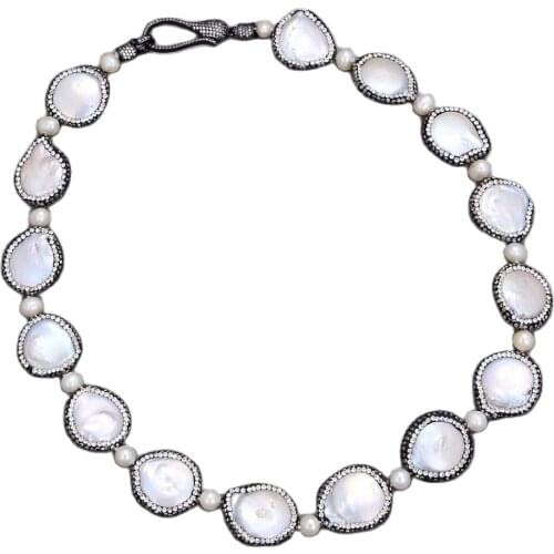 GG Jewelry 20" Natural White Coin Pearl Round Pearl Necklace CZ Clasp