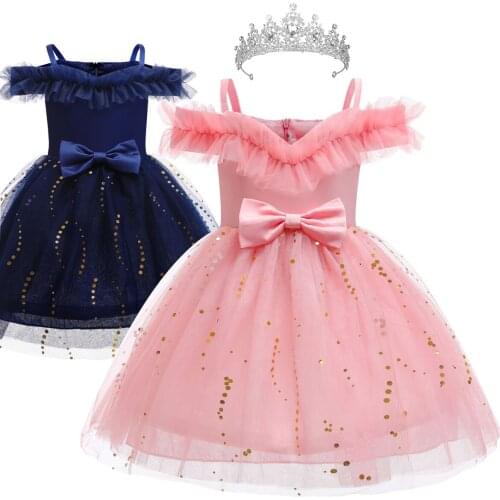 Girls Sequins Princess Dress For Birthday Wedding Party Teen Sweet Dress Baby Girls Puffy Dress Summer Ball Gown Catwalk Clothes