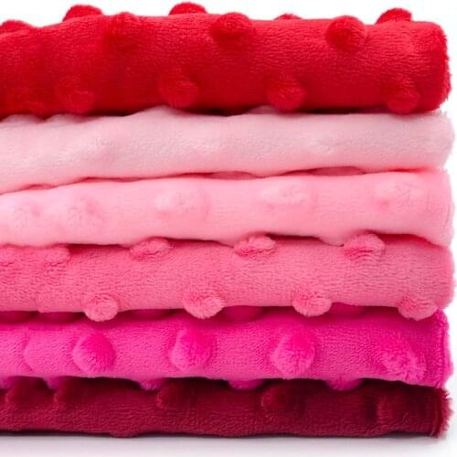 6 Pieces/lot Dot Embossed Minky Plush Fabric 45x45cm Polyester Super Soft Dimple Dot Minky Fleece Fabric Korean Free Shipping