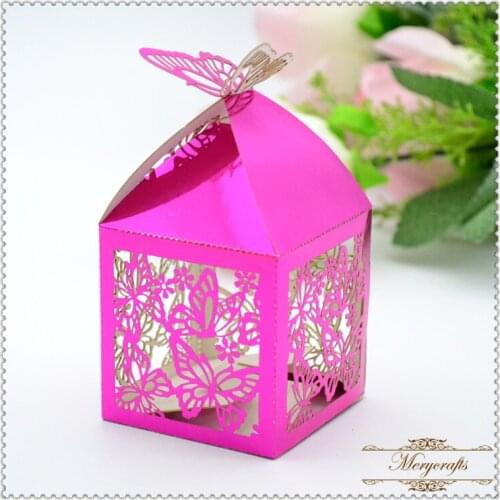 50pcs butterfly laser cut gift candy boxes for wedding decorations