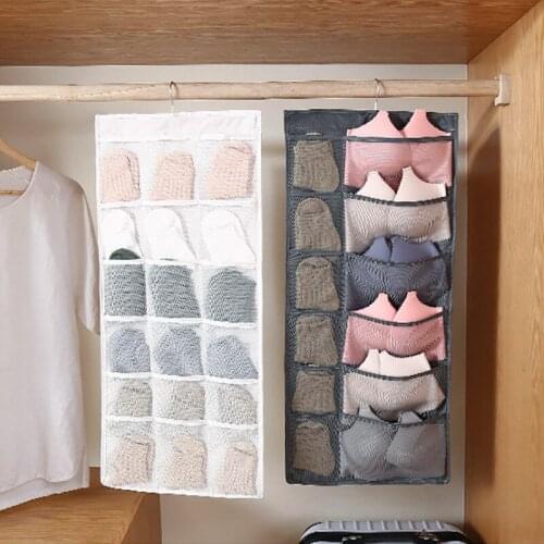 Folding Clothing Storage Bag Double-sided wall Hanging Bag Socks Bra Underwear Rack Hanger Storage Bags Organizer for Wardrobe